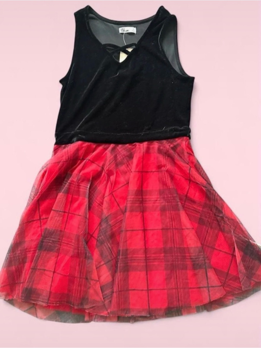 Epic Threads Black & Red Plaid Tulle Dress
